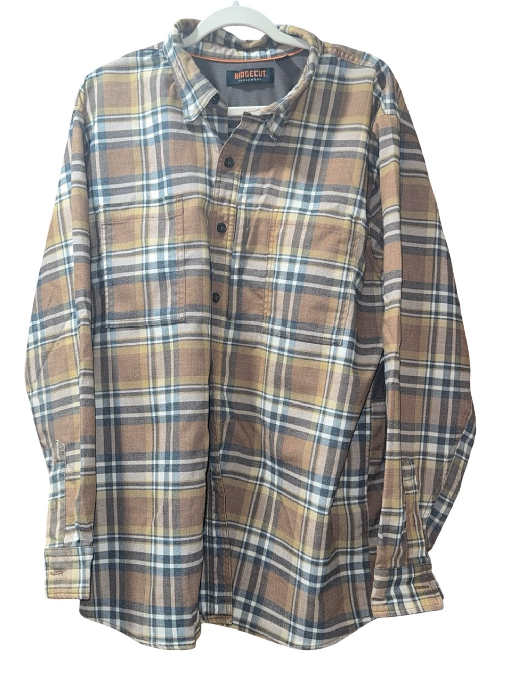 Ridgecut Men’s Tan Plaid Button-Down Shirt
